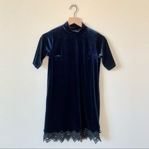 Boohoo Velvet Mock Neck Dress